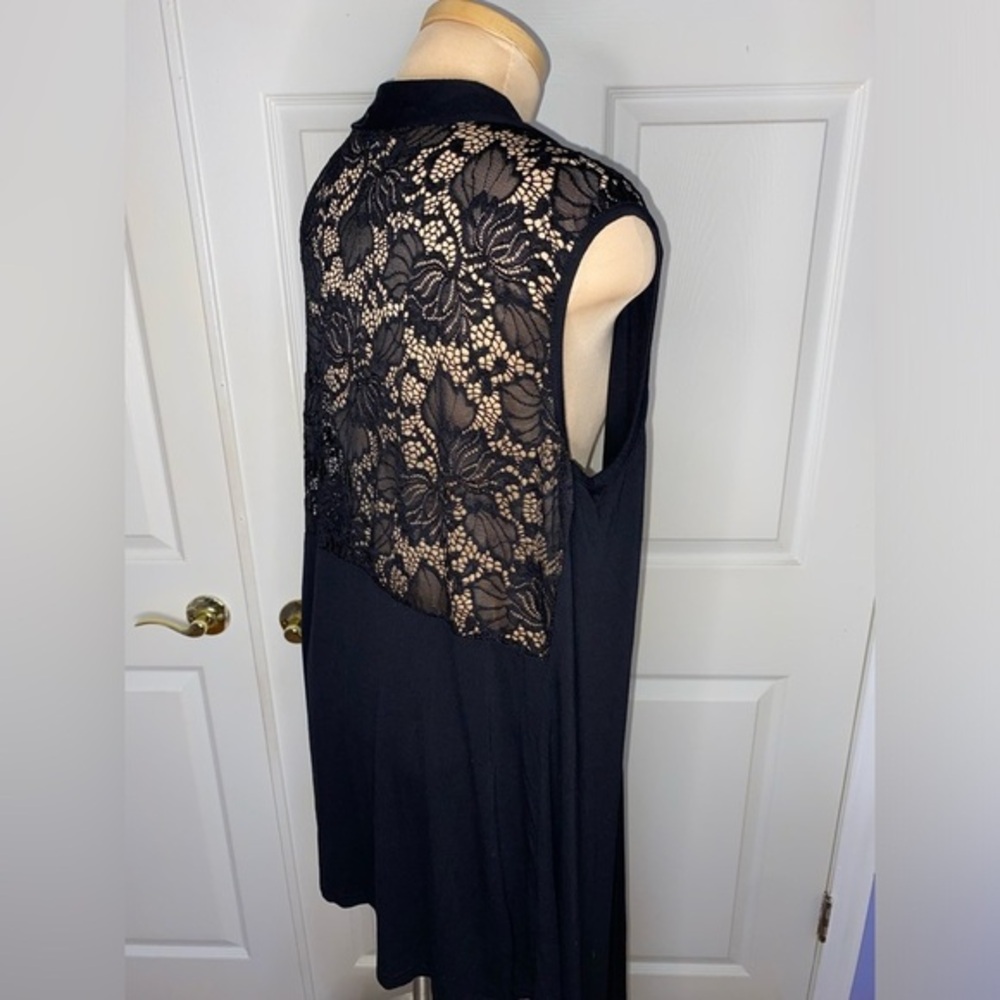 Black Sleeveless Lace Cardigan Vest, Layering Piece